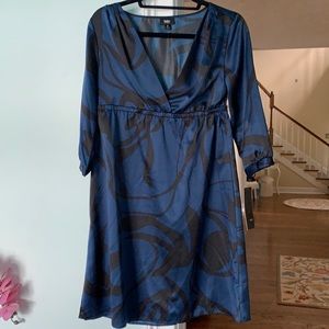 Black and navy satin dress